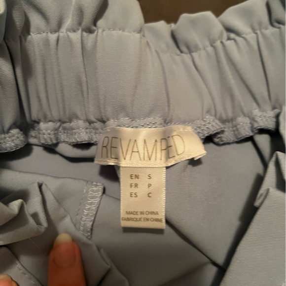 PASTEL BLUE TIE-WAIST SHORTS - Picture 3 of 4